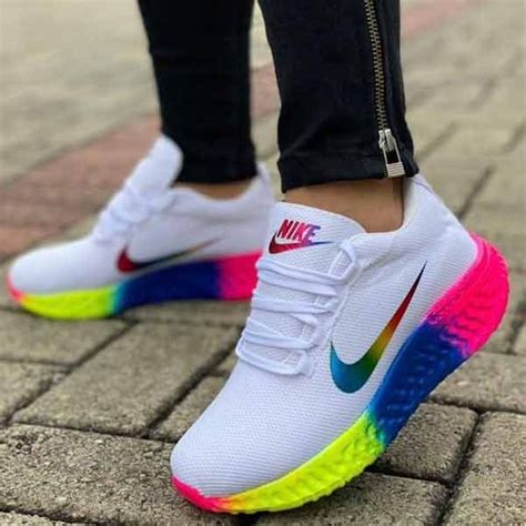 nike sneakers rainbow|Nike white and rainbow shoes.